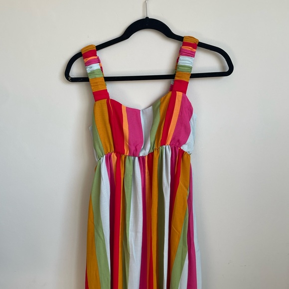 NWT Show Me Your Mumu Fling Midi Dress in getaway stripe. Rainbow colored - Picture 5 of 11
